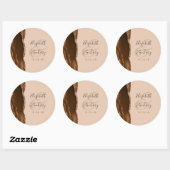 Agate-Geoden-Script Mocha-Braun Gold Beige Hochzei Runder Aufkleber (Blatt)
