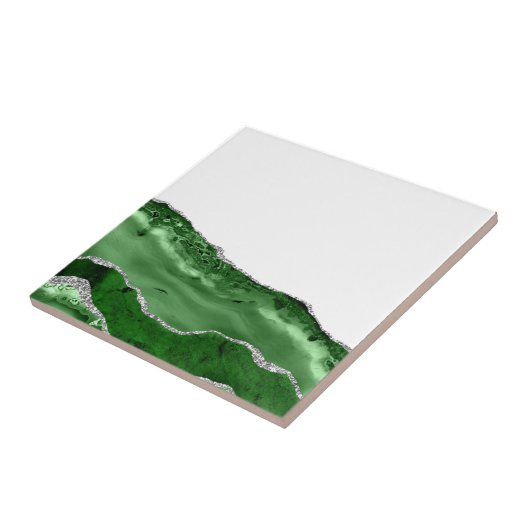 Agate Glamorous Emerald Green Silver Glitter Fliese (Seite)