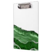Agate Glamour Emerald Green Silver Glitzer Klemmbrett (Links)