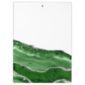 Agate Glamour Emerald Green Silver Glitzer Klemmbrett (Rückseite)