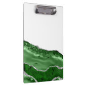 Agate Glamour Emerald Green Silver Glitzer Klemmbrett (Rechts)
