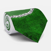Agate Glamour Emerald Green Silver Glitzer Krawatte (Gerollt)