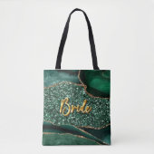 Agate Glitter Ozean Braut Golden 3D Text Tote Tasche (Vorderseite)