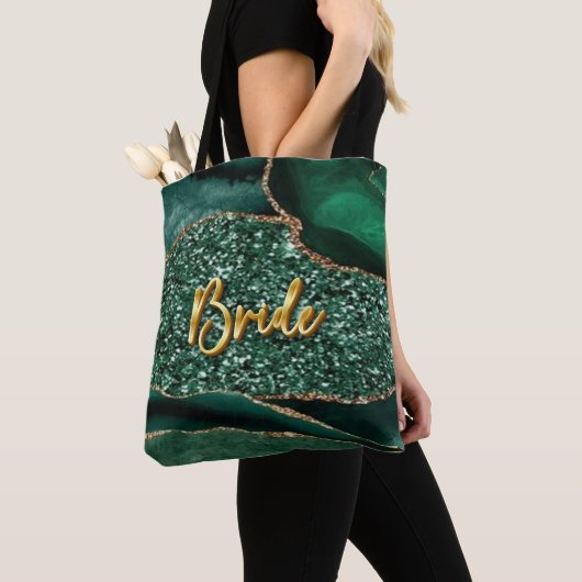 Agate Glitter Ozean Braut Golden 3D Text Tote Tasche (Von Nahem)