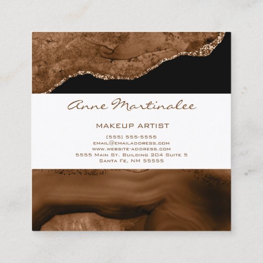 Agate Glitz Square Business Card Quadratische Visitenkarte (Rückseite)