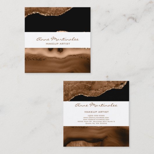 Agate Glitz Square Business Card Quadratische Visitenkarte (Vorne/Hinten)