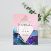 AGATE GLITZER BAT MITZVAH Einladungs-HAUSHALT (Stehend Vorderseite)