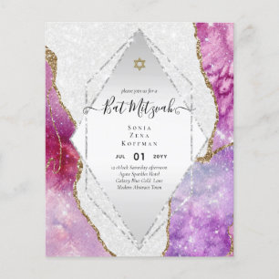 AGATE GLITZER BAT MITZVAH Einladungs-HAUSHALT Flyer