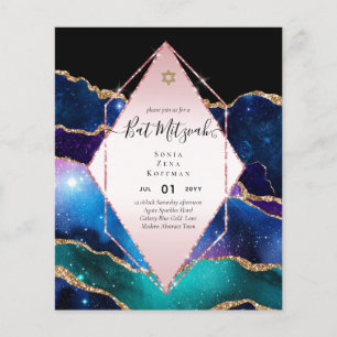AGATE GLITZER BAT MITZVAH Einladungs-HAUSHALT Flyer