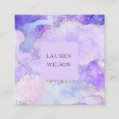 agate Glitzer rosa blaue Quadrat-Visitenkarte Quadratische Visitenkarte (Vorderseite)