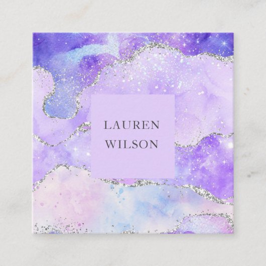 agate Glitzer rosa blaue Quadrat-Visitenkarte Quadratische Visitenkarte (Vorderseite)