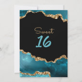Agate Gold Aquamarin Sweet 16 Geburtstag Einladung (Rückseite)