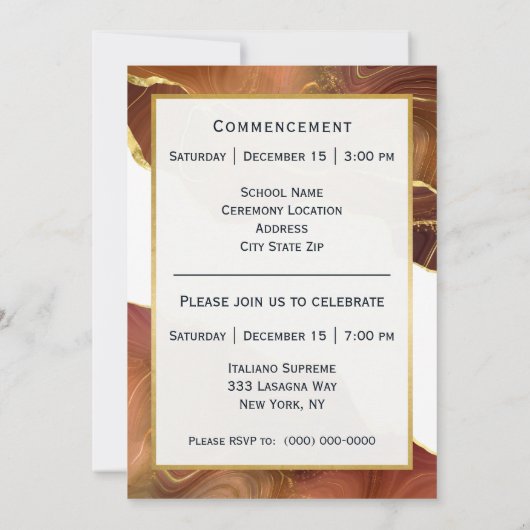 Agate Gold Brown Abschluss Ankündigung (Rückseite)