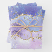 Agate Gold Glitzer Rosa Lila Blau Geschenkpapier Set (Beispiel)