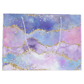 Agate Gold Glitzer Rosa Lila Blau Große Geschenktüte (Rückseite)