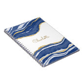 Agate Gold Glitzern Watercolor Personalisiert Blue Notizblock (Rechte Seite)