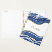 Agate Gold Glitzern Watercolor Personalisiert Blue Planer (Anzeige)