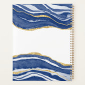Agate Gold Glitzern Watercolor Personalisiert Blue Planer (Rückseite)