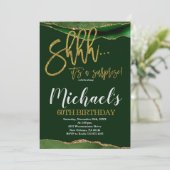 Agate Gold & Green Überraschung Geburtstagsparty Einladung (Stehend Vorderseite)