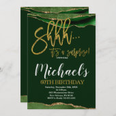 Agate Gold & Green Überraschung Geburtstagsparty Einladung (Vorne/Hinten)