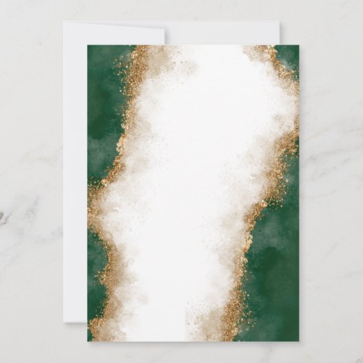 Agate Gold & Green Wedding Speichern Sie die Datum Save The Date (Rückseite)