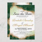 Agate Gold & Green Wedding Speichern Sie die Datum Save The Date (Vorne/Hinten)