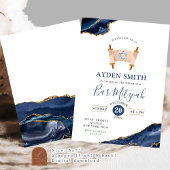 Agate Gold Navy Blue Bar Mitzvah Einladung