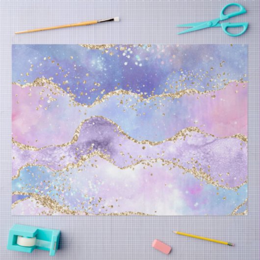 Agate Gold Pink Lila Blue Decoute Seidenpapier (Basteln)