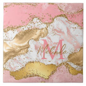 Agate: Gold und Rosa Sequins Fliese (Vorderseite)
