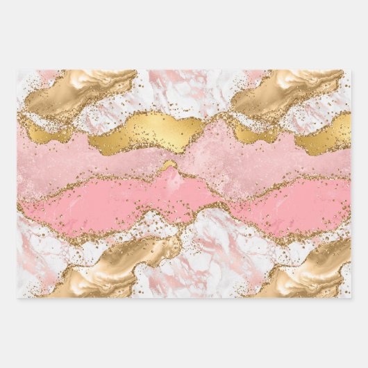 Agate: Gold und Rosa Sequins Geschenkpapier Set (Vorderseite 2)