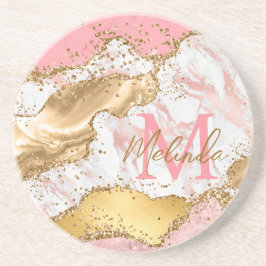 Agate: Gold und Rosa Sequins Getränkeuntersetzer