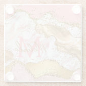 Agate: Gold und Rosa Sequins Glasuntersetzer (Rückseite)