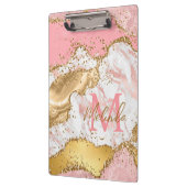 Agate: Gold und Rosa Sequins Klemmbrett (Links)