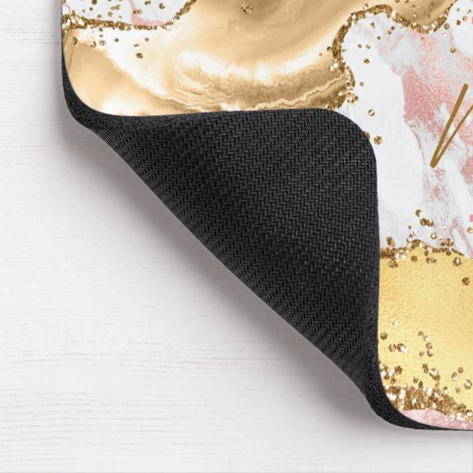 Agate: Gold und Rosa Sequins Mousepad (Ecke)