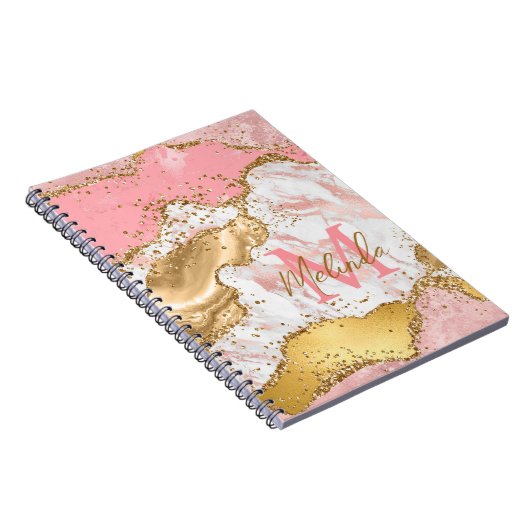 Agate: Gold und Rosa Sequins Notizblock (Rechte Seite)