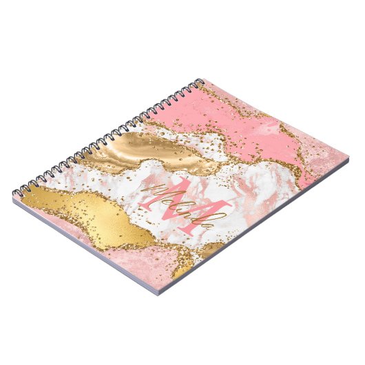 Agate: Gold und Rosa Sequins Notizblock (Linke Seite)