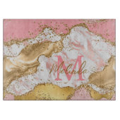 Agate: Gold und Rosa Sequins Schneidebrett (Vorderseite)