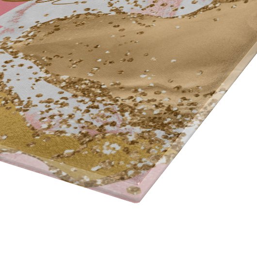 Agate: Gold und Rosa Sequins Schneidebrett (Ecke)