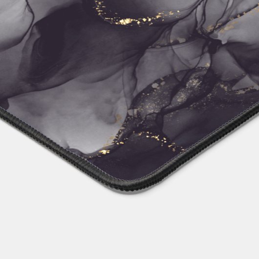 Agate Gray and Black Marble Individuelle Name Lett Schreibtischunterlage (Ecke)