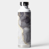 Agate Gray and Black Marble Individuelle Name Lett Trinkflasche (links)