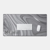 Agate Gray Marble Swirl Individuelle Name Letter Schreibtischunterlage (Tastatur & Maus)