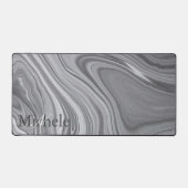 Agate Gray Marble Swirl Individuelle Name Letter Schreibtischunterlage (Vorderseite)