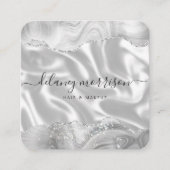 Agate Gray Silver Glitzer Luxury Rounded Corners Quadratische Visitenkarte (Vorderseite)