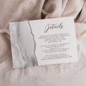 Agate Gray Silver Modern Script Wedding Details Begleitkarte