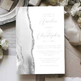 Agate Gray Silver Script Wedding Folieneinladung