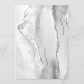 Agate Gray White Silver Moderne Script Hochzeit Menükarte (Rückseite)