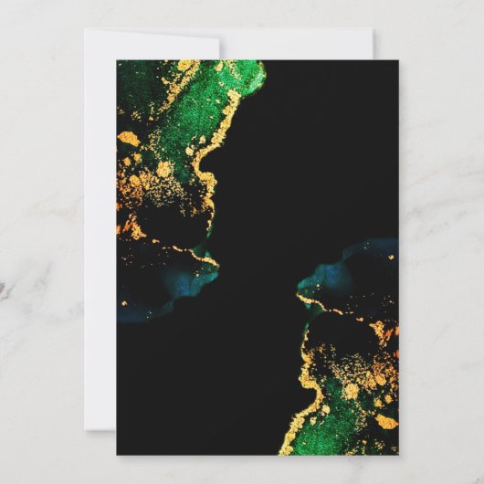 Agate Green Black Gold Ethereal Hochzeit Einladung (Rückseite)