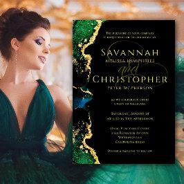 Agate Green Black Gold Ethereal Hochzeit Einladung