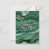 Agate Green Gold Baby Boy Dusche Einladung (Rückseite)