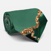 Agate Green Gold Emerald Glitzer Marble Neck Tie Krawatte (Gerollt)